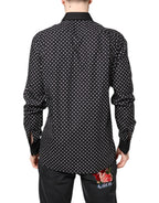 Black Polka Dot Cotton Formal Dress Shirt