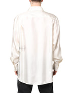 Ivory Silk Long Sleeves Men Casual Shirt