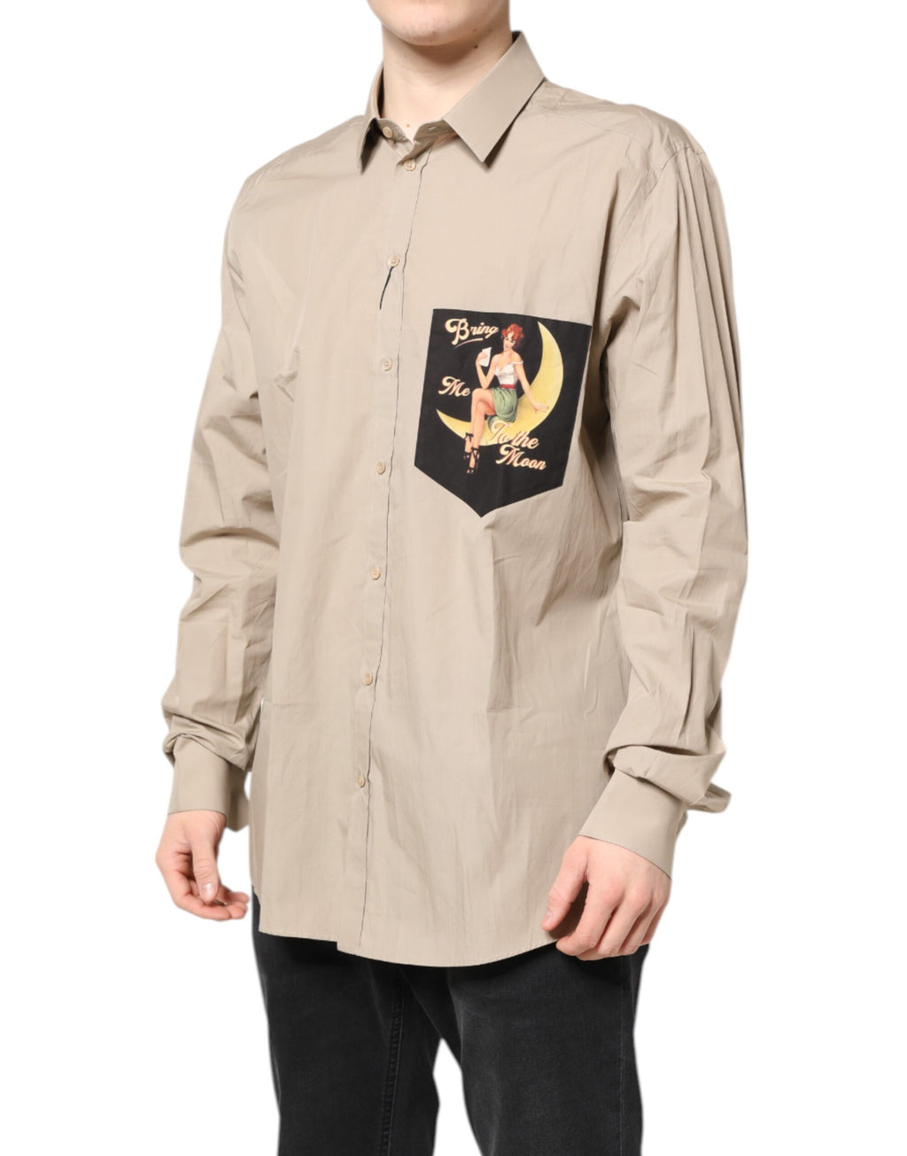 Beige Pin Up Print MARTINI Men Casual Shirt