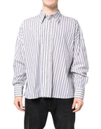 White Black Stripe Button Down Casual Shirt