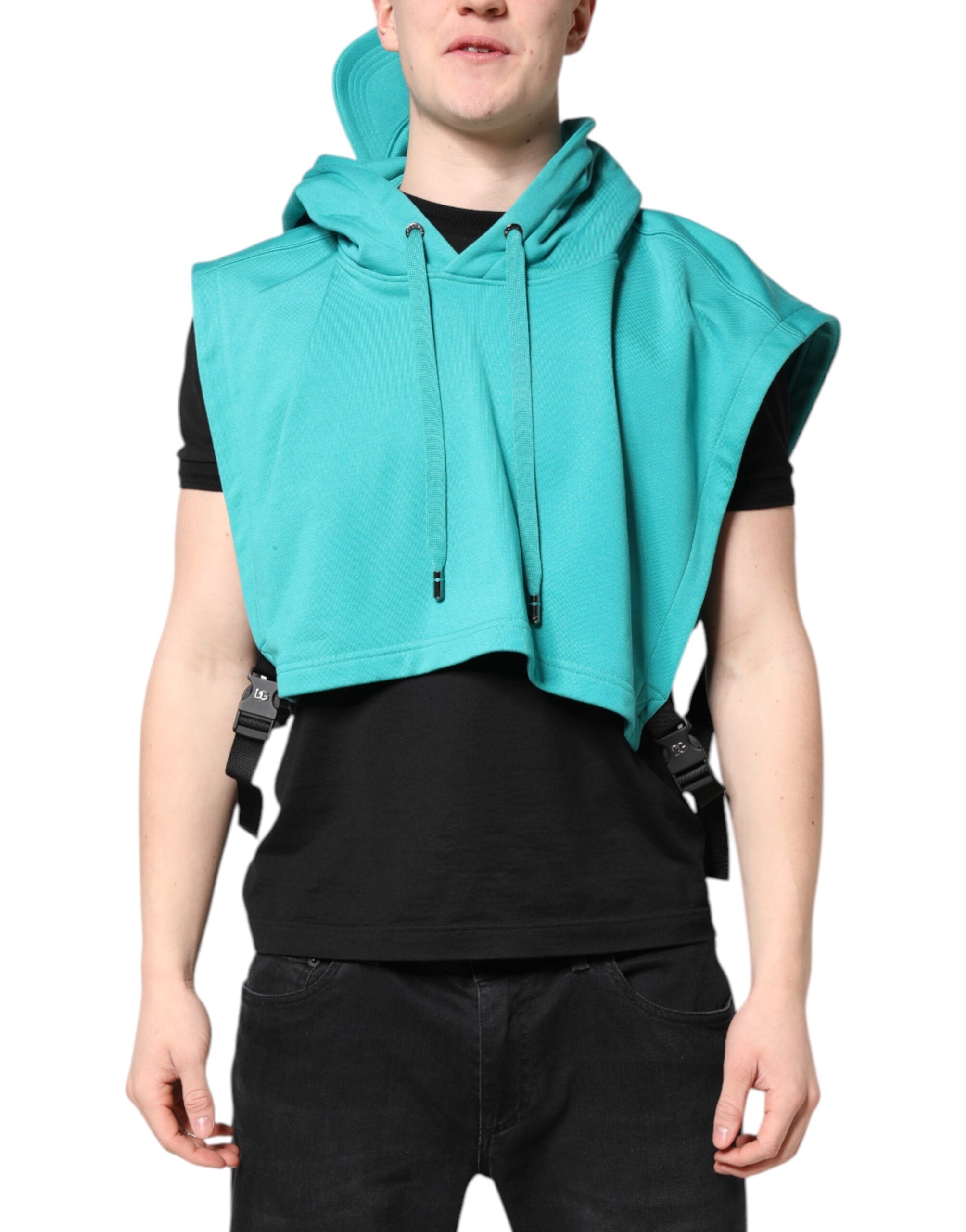 Green Cotton Hooded Men Sportswear Vest Sweater
