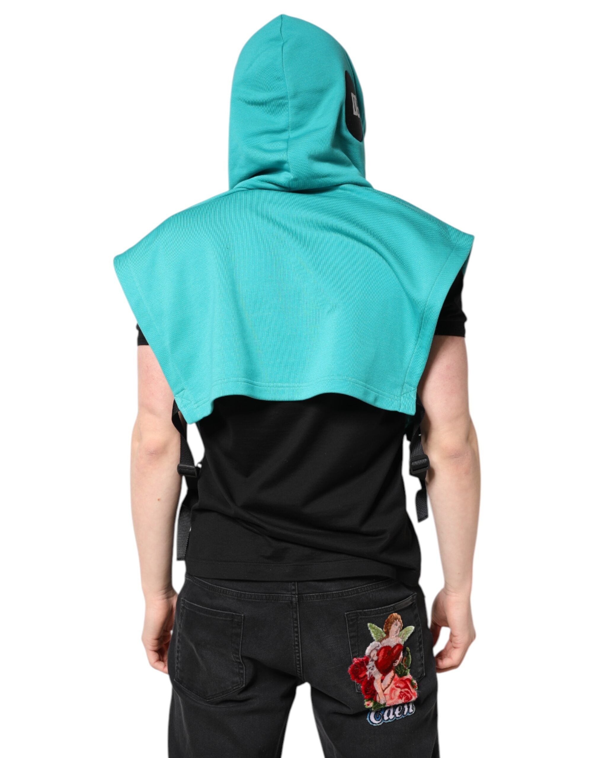 Green Cotton Hooded Men Sportswear Vest Sweater