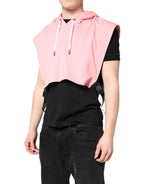 Pink Cotton Hooded Men Sportswear Vest Sweater