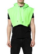 Green Polyester Hooded Sportswear Vest Sweater