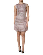 Pink Jacquard Sleeveless Sheath Mini Dress