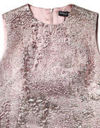 Pink Jacquard Sleeveless Sheath Mini Dress