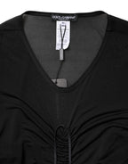 Black Mesh Trim Bodycon Long Sheath Dress