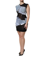 Black Blue Sleeveless Denim Mini Dress