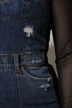 Black Blue Long Sleeves Denim Mini Dress