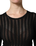 Black Cashmere Long Sleeves A-line Midi Dress