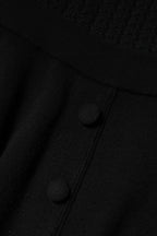 Black Cashmere Long Sleeves A-line Midi Dress