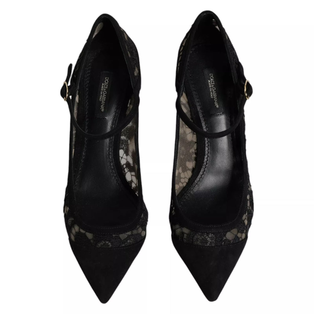 Black Mary Jane Taormina Lace Pumps Shoes