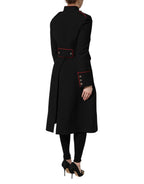 Black Wool Single Breasted Trench Coat Jacket