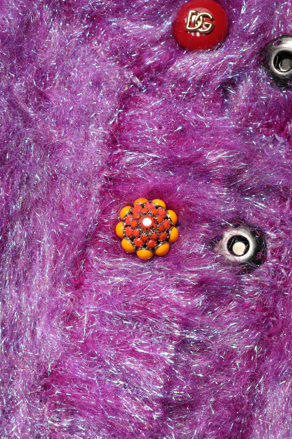 Purple Button Embellished Trench Coat Jacket