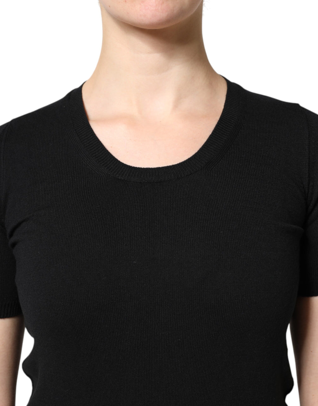 Black Cotton Round Neck Short Sleeve T-shirt
