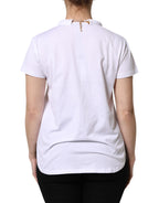 White Chain Pearl Cotton Round Neck T-shirt