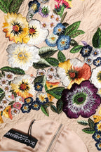 Beige Floral Embroidery Sleeveless Tank Top