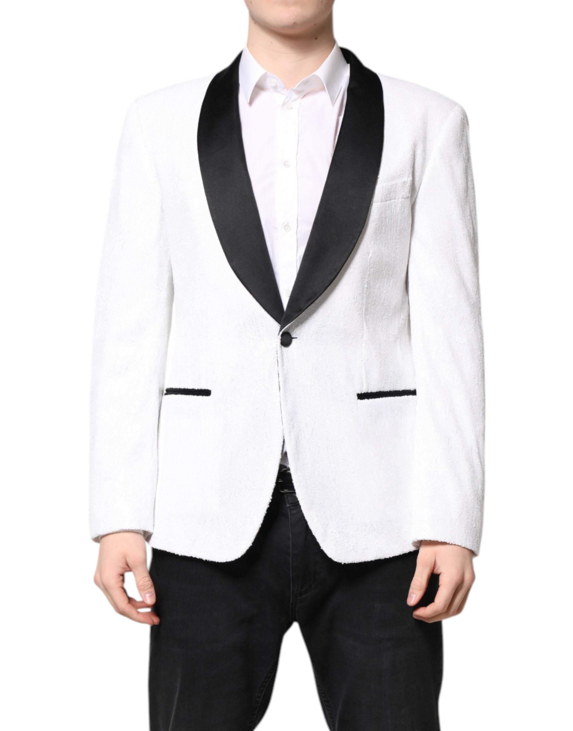 White Nylon Single Breasted Coat Blazer