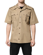 Brown Graphic Print Short Sleeves Shirt