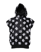 Black DG Cotton Hooded Sleeveless Sweater