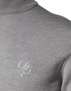 Gray Wool Knitted Men Pullover Sweater