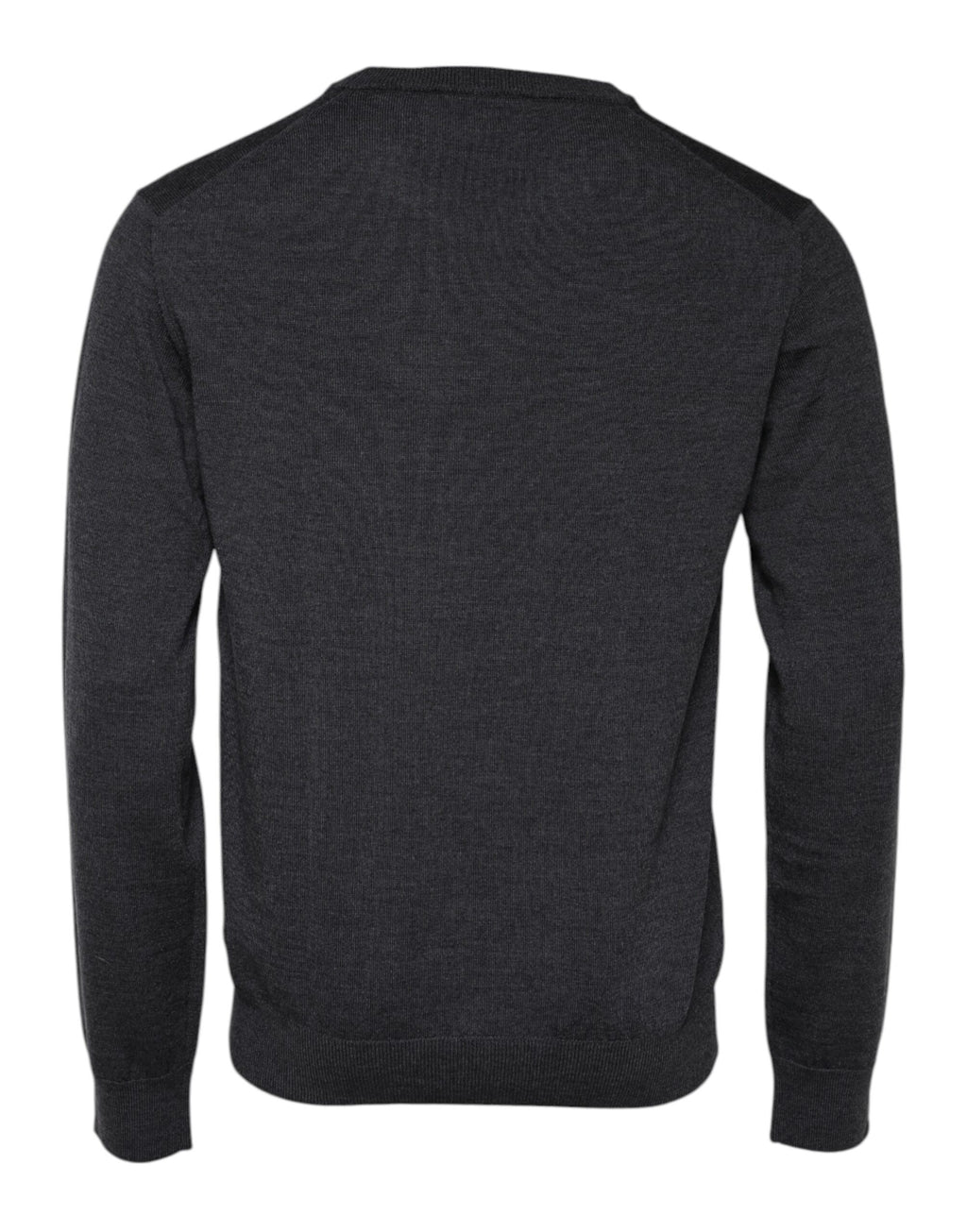 Gray Wool Logo Knitted Men Pullover Sweater