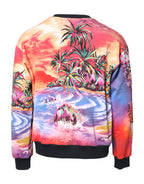 Multicolor Print Crew Neck Pullover Sweater