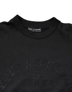 Black Embroidered Crew Neck Pullover Sweater