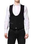 Black Wool Waistcoat Dress Formal Vest