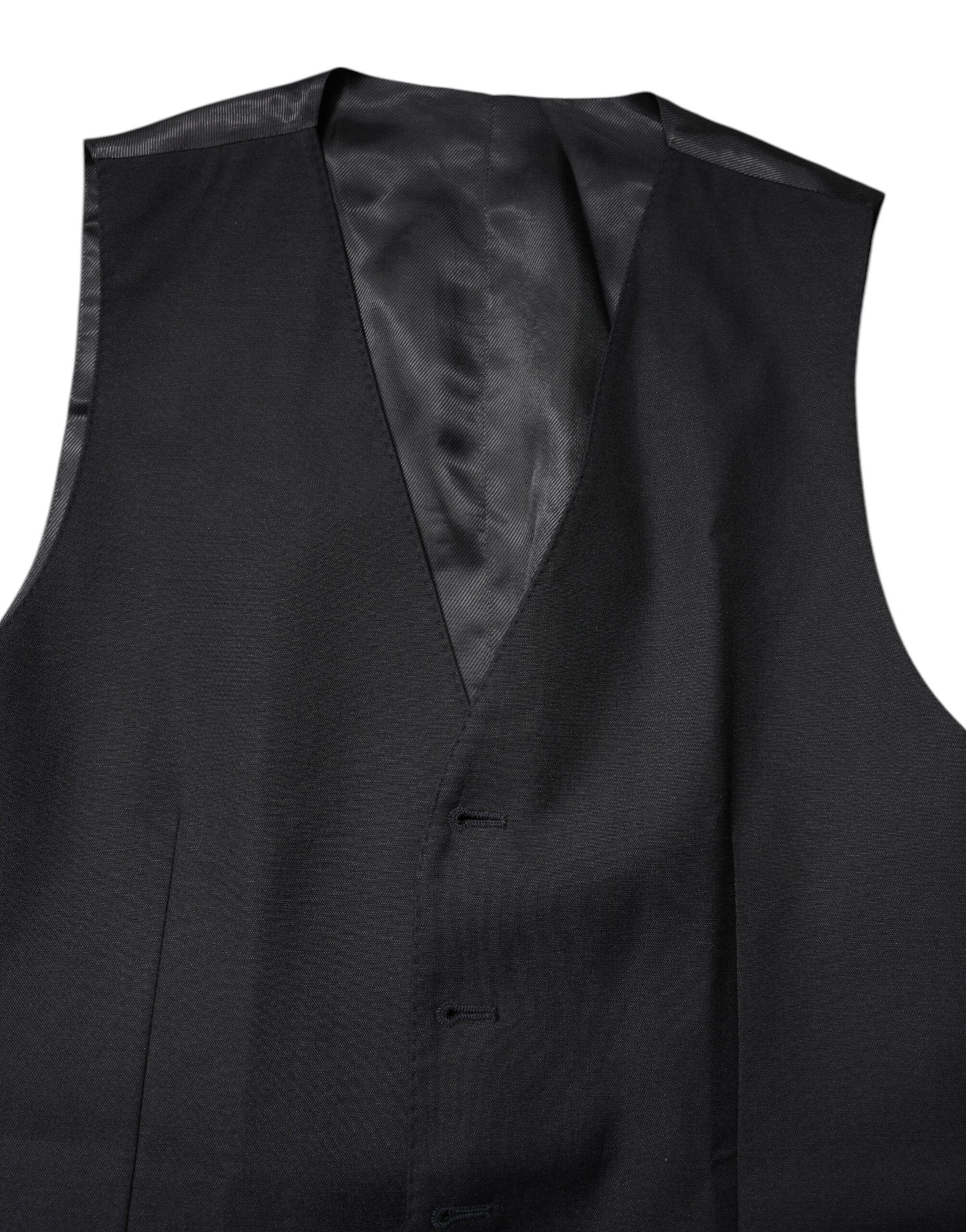 Black Wool Waistcoat Dress Formal Vest