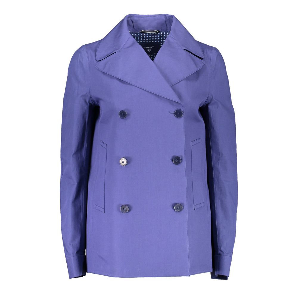 Blue Cotton Women Coat Jacket