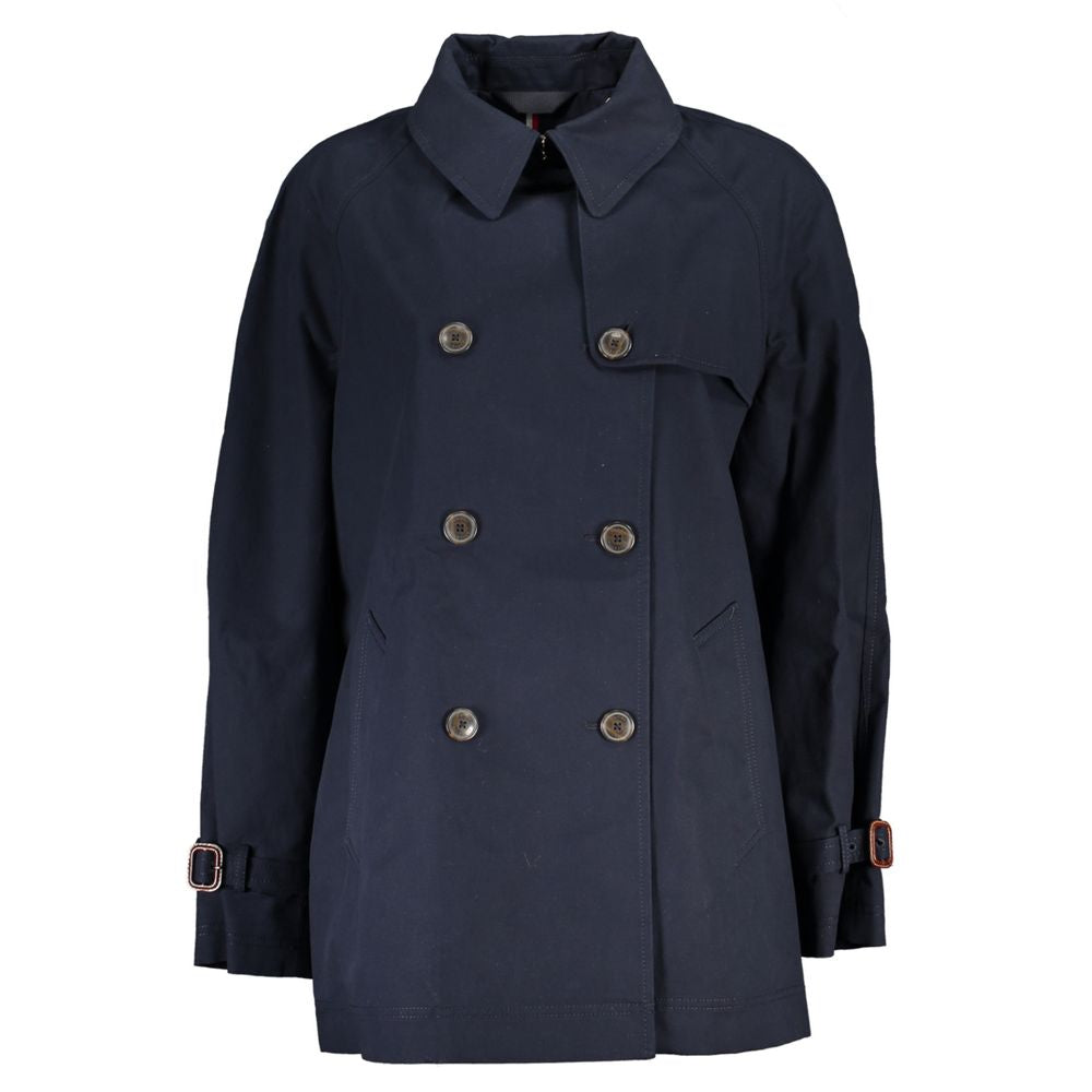 Blue Cotton Women's Trench Coat