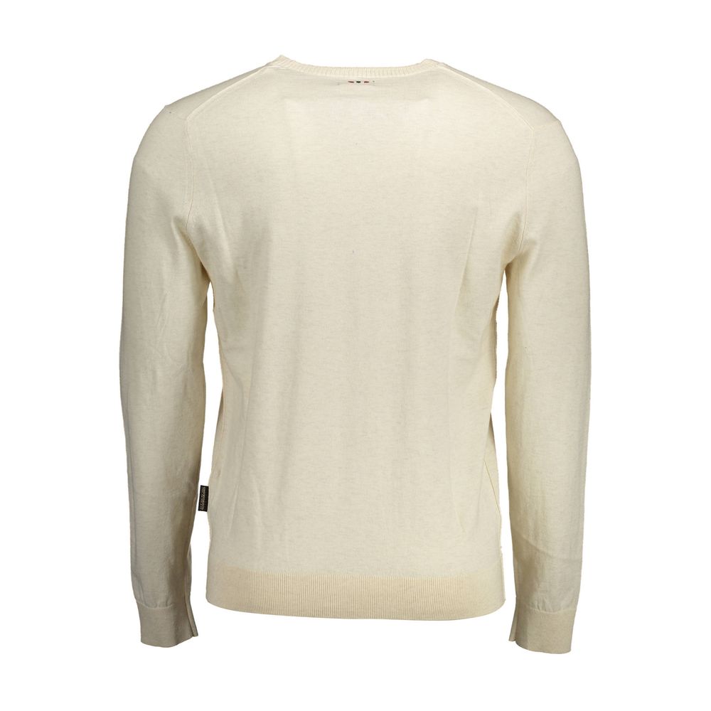 Beige Cotton Men's Long Sleeve Shirt