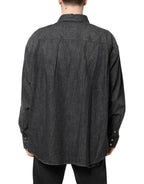 Gray Long Sleeves Button Down Denim Shirt