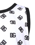 White Polyester Sleeveless DG Logo T-shirt