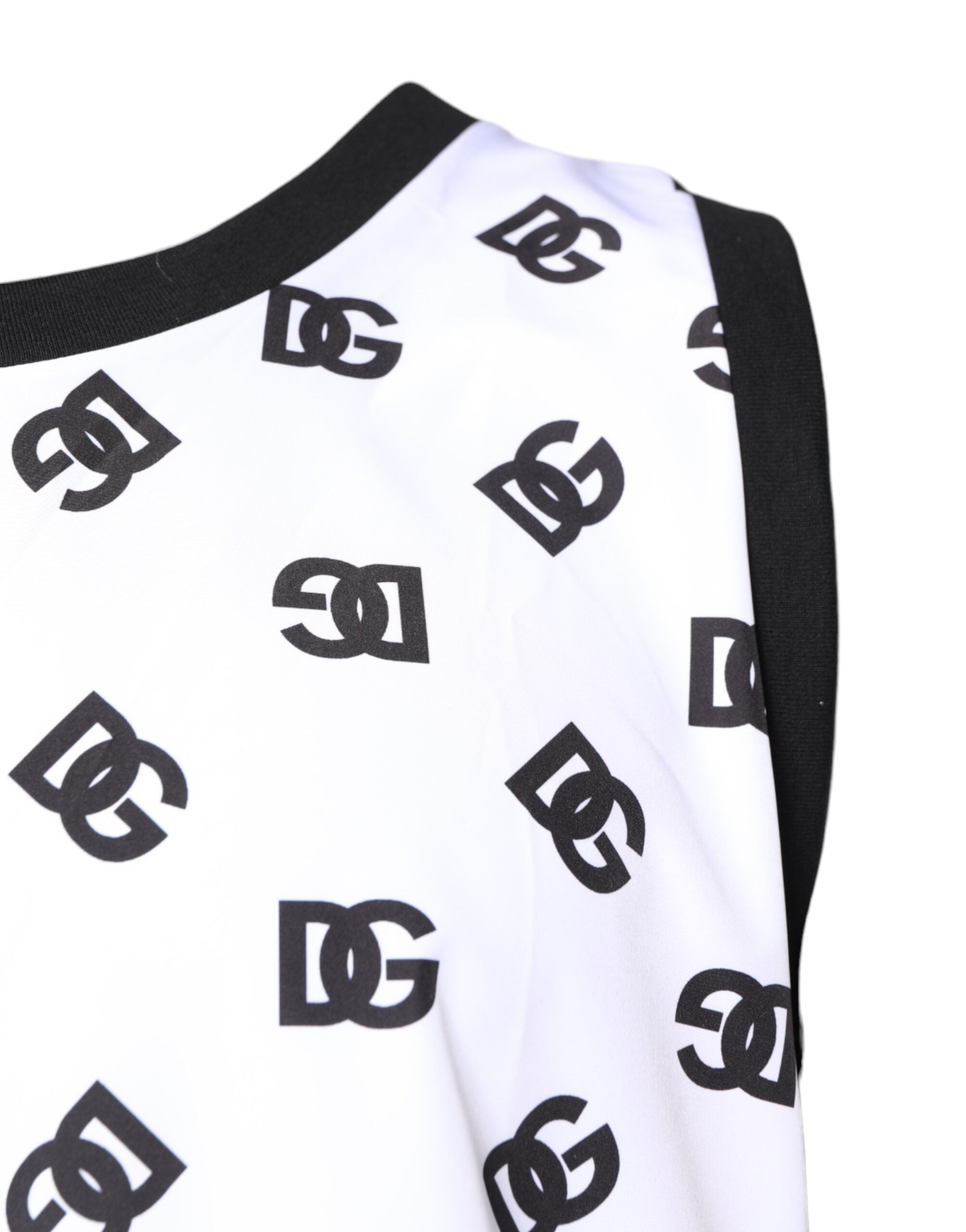 White Polyester Sleeveless DG Logo T-shirt