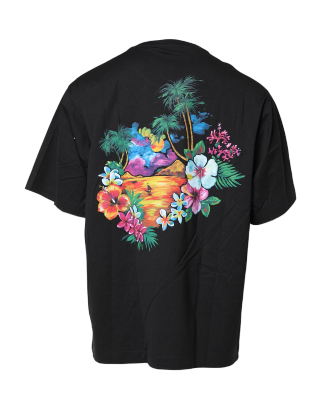 Black DG Floral Print Crew Neck T-shirt