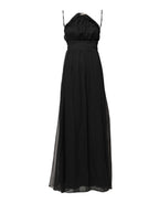 Black Tulle Pearl Sleeveless Long Gown Dress