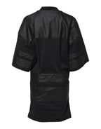 Black Cotton Short Sleeves V-neck T-shirt