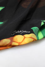 Black Pineapple Print Silk Wrap Mini Dress