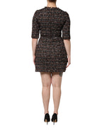 Brown Tweed Short Sleeves A-line Mini Dress