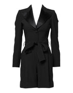 Black Wool Jumpsuit Dress Women Coat Jacket