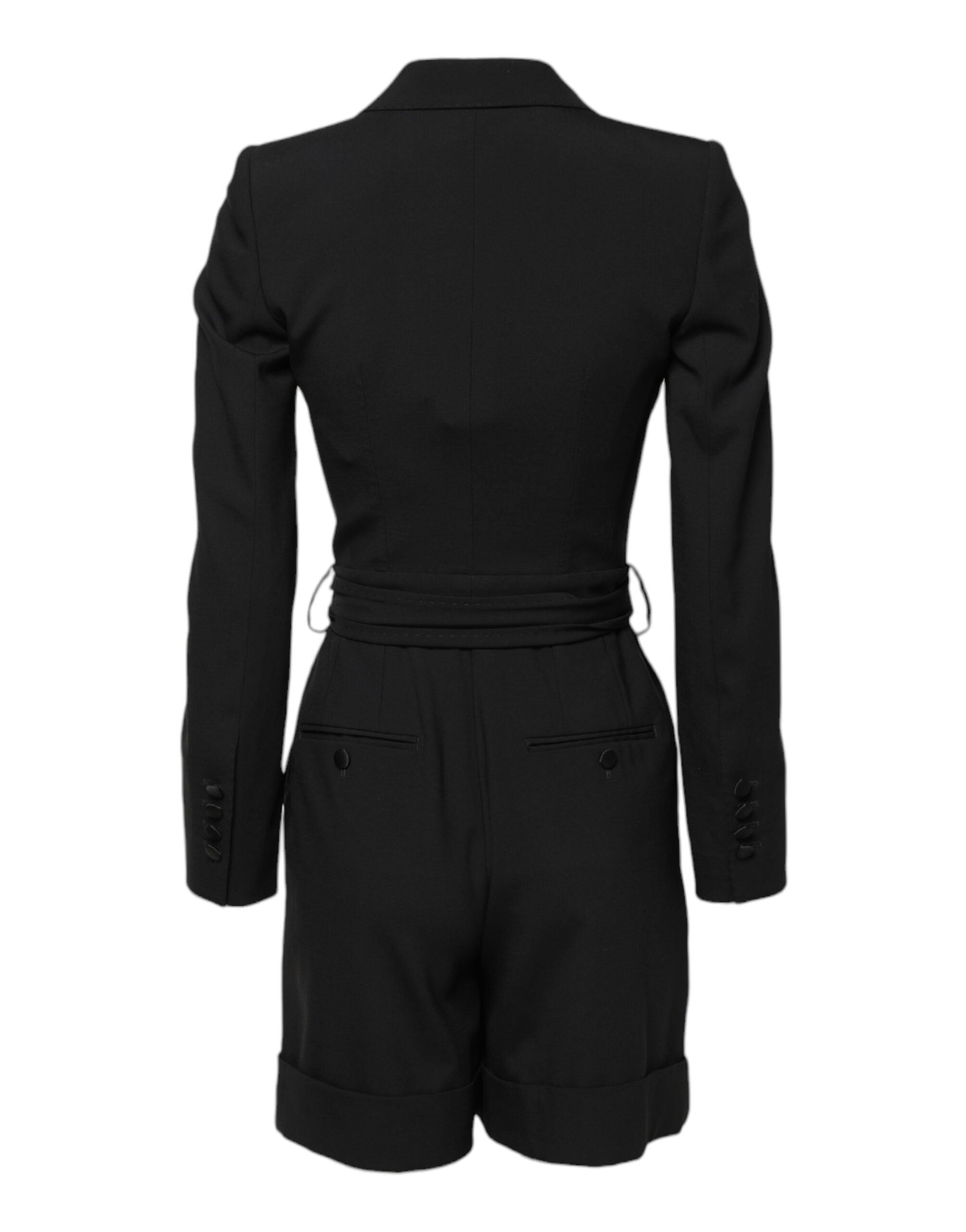 Black Wool Jumpsuit Dress Women Coat Jacket