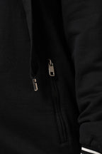 Black Cotton Hooded Full Zip Sweatshirt Sweater