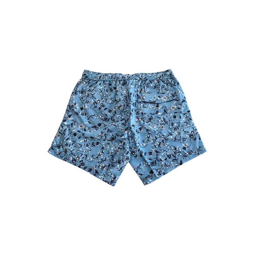 Light Blue Polyester Men Swim Trunk