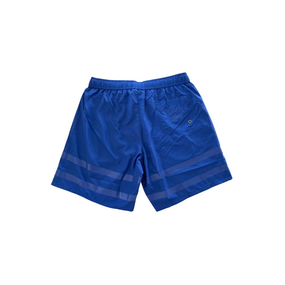 Blue Polyester Men Swim Short
