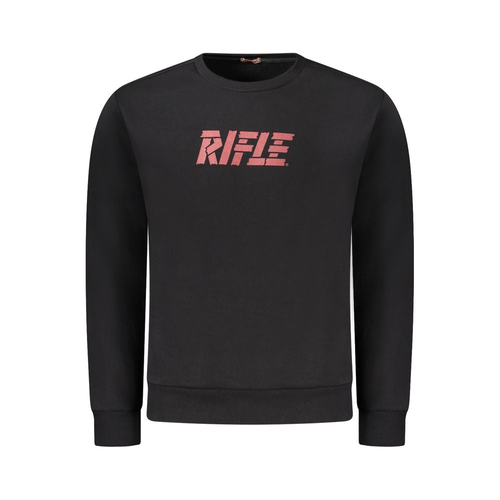 Black Cotton Men's Crewneck Sweater