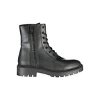 Black Polyurethane Women Ankle Boot