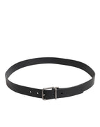 Black Classic Leather Metal Buckle Belt