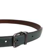 Green Classic Leather Metal Buckle Belt
